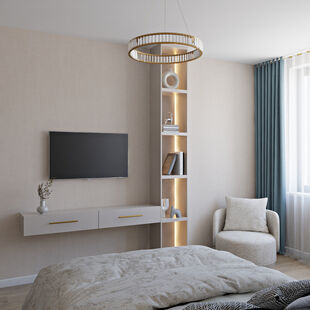 Фото № 5: Дизайн-проект двухкомнатной квартиры 47.0  м² Стиль Контемпорари для ЖК AFI Tower