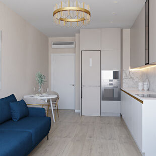 Фото № 2: Дизайн-проект двухкомнатной квартиры 47.0  м² Стиль Контемпорари для ЖК AFI Tower