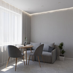 Фото № 4: Дизайн-проект однокомнатной квартиры 44.9  м² Стиль Минимализм для ЖК Бутово Парк 2