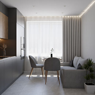 Фото № 5: Дизайн-проект однокомнатной квартиры 44.9  м² Стиль Минимализм для ЖК Бутово Парк 2