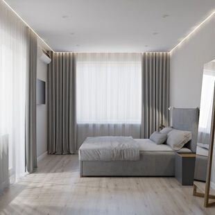 Фото № 2: Дизайн-проект однокомнатной квартиры 44.9  м² Стиль Минимализм для ЖК Бутово Парк 2