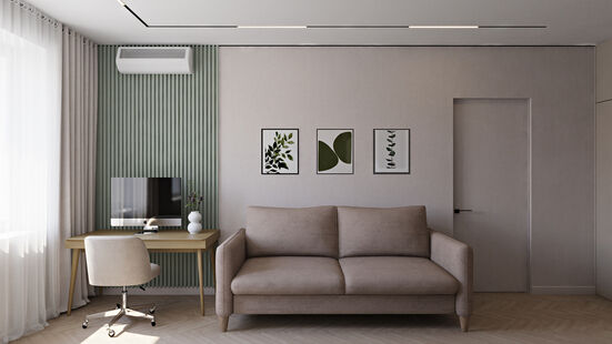 Фото № 1: Дизайн-проект двухкомнатной квартиры 42.81  м² Стиль Контемпорари для ЖК Московский