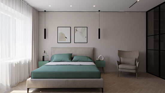 Фото № 3: Дизайн-проект двухкомнатной квартиры 42.81  м² Стиль Контемпорари для ЖК Московский