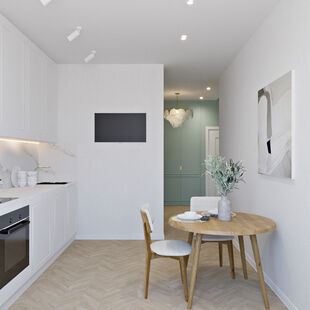 Фото № 6: Дизайн-проект трехкомнатной квартиры 61.0  м² Современный стиль для ЖК Новый Лесснер