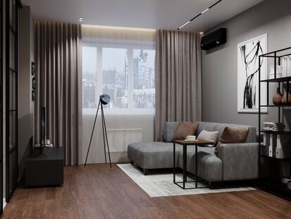 Фото № 3: Дизайн-проект двухкомнатной квартиры 65.26  м² Стиль Лофт для ЖК Московский