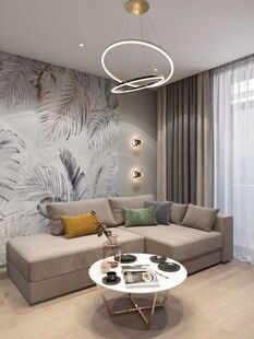 Фото № 1: Дизайн-проект однокомнатной квартиры 40.5  м² Современный стиль для ЖК Римский