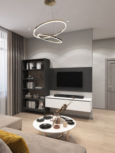 Фото № 6: Дизайн-проект однокомнатной квартиры 40.5  м² Современный стиль для ЖК Римский