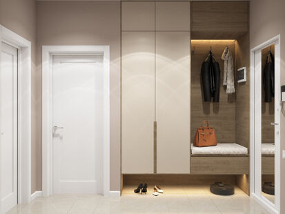 Фото № 4: Дизайн-проект однокомнатной квартиры 31.3  м² Современный стиль для ЖК Инновация