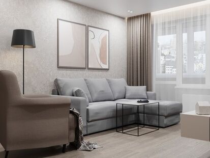 Фото № 1: Дизайн-проект двухкомнатной квартиры 46.99  м² Стиль Контемпорари для ЖК Орехово-Борисово Северное