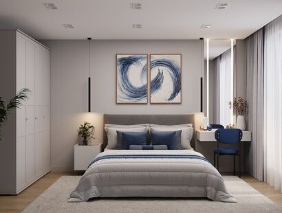 Фото № 1: Дизайн-проект однокомнатной квартиры 38.45  м² Современный стиль для ЖК Митино