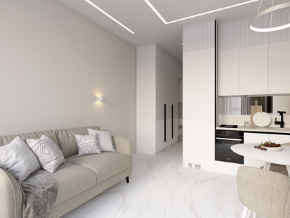 Фото № 3: Дизайн-проект квартиры-студии 23.8  м² Стиль Минимализм для ЖК Прокшино