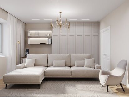 Фото № 1: Дизайн-проект двухкомнатной квартиры 74.08  м² Современная классика для ЖК 31 Мкр