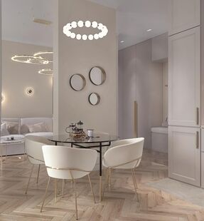 Фото № 3: Дизайн-проект трехкомнатной квартиры 56.51  м² Стиль Арт-Деко для ЖК Сидней Сити