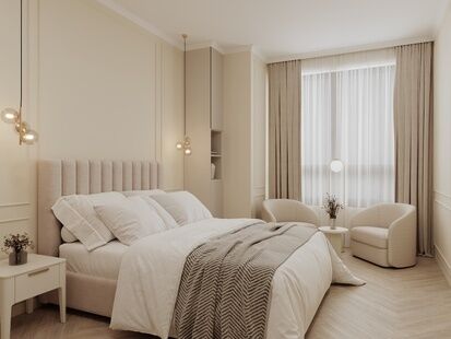 Фото № 2: Дизайн-проект двухкомнатной квартиры 44.45  м² Стиль Модернизм для ЖК Остров