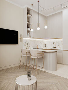 Фото № 1: Дизайн-проект двухкомнатной квартиры 44.45  м² Стиль Модернизм для ЖК Остров