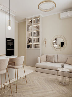 Фото № 3: Дизайн-проект двухкомнатной квартиры 44.45  м² Стиль Модернизм для ЖК Остров