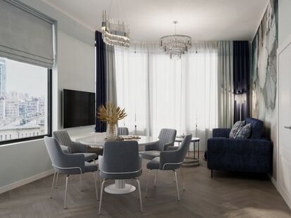 Фото № 4: Дизайн-проект четырехкомнатной квартиры 119.59  м² Современная классика для ЖК Остров