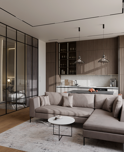 Фото № 4: Дизайн-проект трехкомнатной квартиры 87.9  м² Современный стиль для ЖК River House