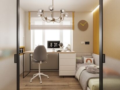 Фото № 5: Дизайн-проект двухкомнатной квартиры 57.83  м² Стиль Модернизм для ЖК Феникс