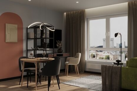 Фото № 1: Дизайн-проект квартиры-студии 23.34  м² Стиль Эклектика для ЖК Утес