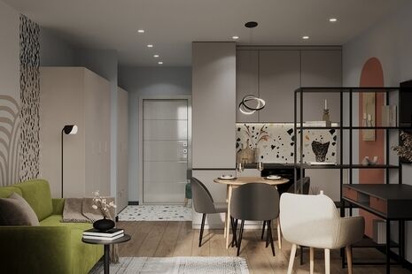 Фото № 5: Дизайн-проект квартиры-студии 23.34  м² Стиль Эклектика для ЖК Утес