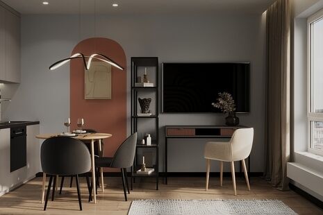 Фото № 2: Дизайн-проект квартиры-студии 23.34  м² Стиль Эклектика для ЖК Утес