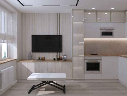 Фото № 5: Дизайн-проект двухкомнатной квартиры 41.17  м² Стиль Контемпорари для ЖК Московский