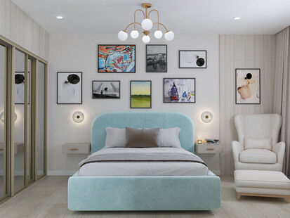 Фото № 4: Дизайн-проект двухкомнатной квартиры 41.17  м² Стиль Контемпорари для ЖК Московский