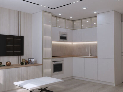 Фото № 3: Дизайн-проект двухкомнатной квартиры 41.17  м² Стиль Контемпорари для ЖК Московский