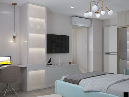 Фото № 2: Дизайн-проект двухкомнатной квартиры 41.17  м² Стиль Контемпорари для ЖК Московский