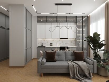 Фото № 1: Дизайн-проект двухкомнатной квартиры 57.23  м² Стиль Модернизм для ЖК Shome