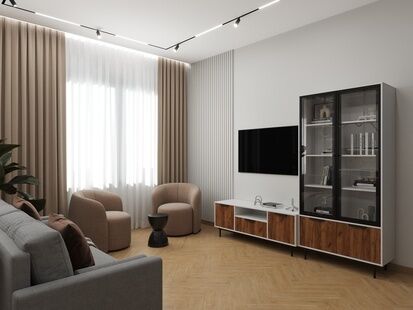 Фото № 4: Дизайн-проект двухкомнатной квартиры 57.23  м² Стиль Модернизм для ЖК Shome