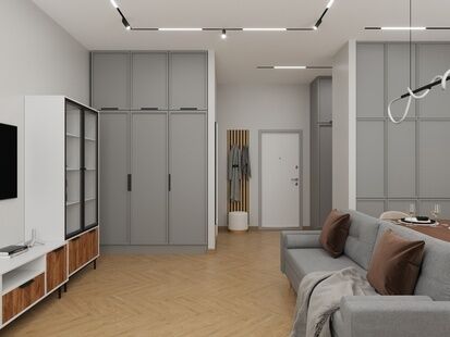 Фото № 5: Дизайн-проект двухкомнатной квартиры 57.23  м² Стиль Модернизм для ЖК Shome