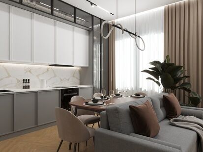 Фото № 3: Дизайн-проект двухкомнатной квартиры 57.23  м² Стиль Модернизм для ЖК Shome