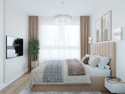 Фото № 2: Дизайн-проект трехкомнатной квартиры 52.35  м² Современный стиль для ЖК Новое Очаково