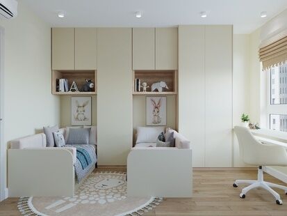 Фото № 3: Дизайн-проект трехкомнатной квартиры 52.35  м² Современный стиль для ЖК Новое Очаково