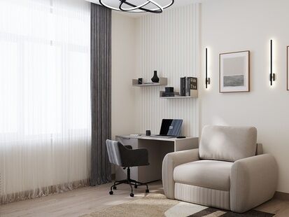 Фото № 5: Дизайн-проект трехкомнатной квартиры 65.4  м² Стиль Модернизм для ЖК Life Варшавская