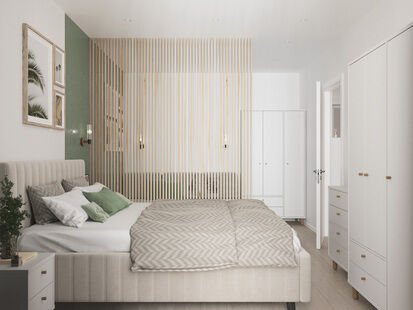 Фото № 5: Дизайн-проект двухкомнатной квартиры 43.0  м² Стиль Контемпорари для ЖК Высота 56