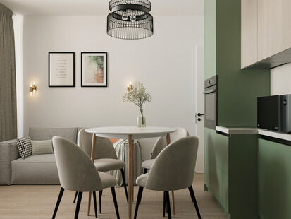 Фото № 6: Дизайн-проект двухкомнатной квартиры 43.0  м² Стиль Контемпорари для ЖК Высота 56