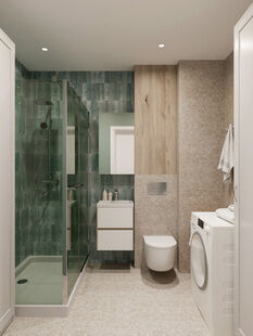 Фото № 4: Дизайн-проект двухкомнатной квартиры 43.0  м² Стиль Контемпорари для ЖК Высота 56