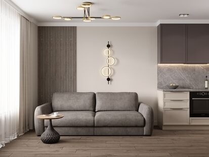 Фото № 3: Дизайн-проект двухкомнатной квартиры 41.95  м² Стиль Модернизм для ЖК Новое Очаково