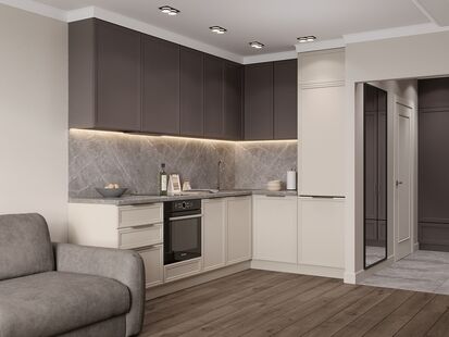 Фото № 2: Дизайн-проект двухкомнатной квартиры 41.95  м² Стиль Модернизм для ЖК Новое Очаково