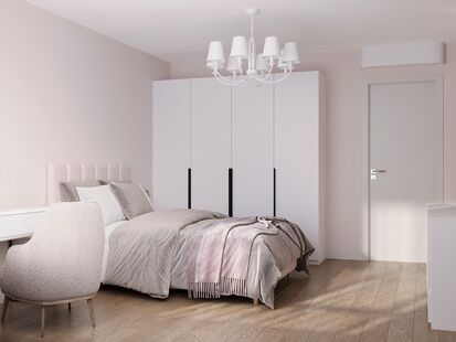 Фото № 6: Дизайн-проект двухкомнатной квартиры 45.6  м² Стиль Модернизм для ЖК Столичные поляны