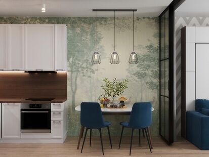 Фото № 1: Дизайн-проект трехкомнатной квартиры 53.25  м² Стиль Контемпорари для ЖК Уютный