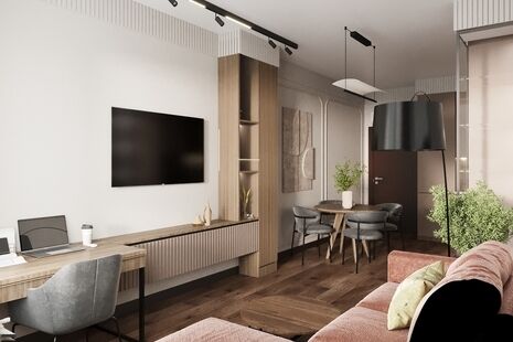 Фото № 3: Дизайн-проект трехкомнатной квартиры 74.99  м² Стиль Модернизм для ЖК Московский