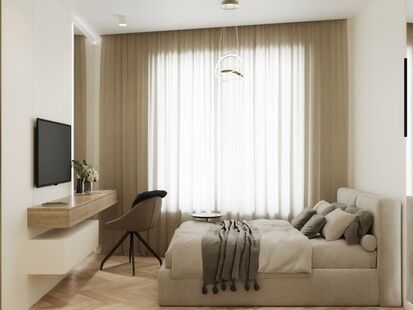 Фото № 6: Дизайн-проект двухкомнатной квартиры 32.5  м² Стиль Модернизм для ЖК Level Нагатинская