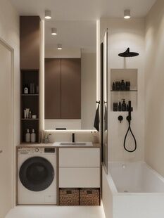 Фото № 2: Дизайн-проект двухкомнатной квартиры 32.5  м² Стиль Модернизм для ЖК Level Нагатинская