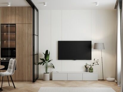 Фото № 3: Дизайн-проект двухкомнатной квартиры 32.5  м² Стиль Модернизм для ЖК Level Нагатинская