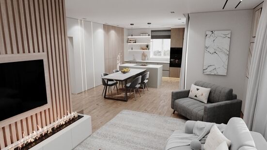 Фото № 3: Дизайн-проект дома/коттеджа 76.44  м² Стиль Модернизм для этажа частного дома в пос. кирпичного завода