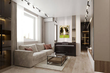 Фото № 6: Дизайн-проект двухкомнатной квартиры 63.11  м² Стиль Модернизм для ЖК Бородино